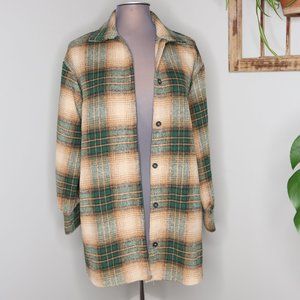👻 BOOHOO Oversized FLANNEL Green & Brown Size 6-US 10-UK Super Soft Comfortable